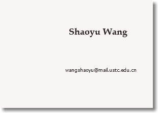  Shaoyu Wang wangshaoyu@mail.ustc.edu.cn