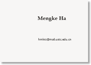  Mengke Ha hmkrz@mail.ustc.edu.cn